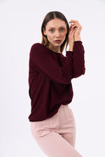Charger le modèle 3D dans le visionneur de galerie, PULL LEGER FEMME MIRAGE BURGUNDY