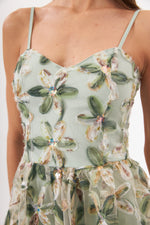 Charger le modèle 3D dans le visionneur de galerie, ROBE ÉTOILÉE FLEUR 3D VERT