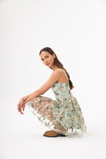 Charger le modèle 3D dans le visionneur de galerie, ROBE ÉTOILÉE FLEUR 3D VERT