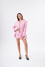 Charger le modèle 3D dans le visionneur de galerie, ENSEMBLE VESTE ET MINI JUPE FEMME MAJESTIC ROSE