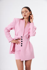 Charger le modèle 3D dans le visionneur de galerie, ENSEMBLE VESTE ET MINI JUPE FEMME MAJESTIC ROSE