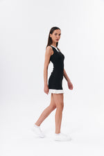 Charger le modèle 3D dans le visionneur de galerie, ROBE FEMME BI-COLORE MELODIE NOIR ET BLANC