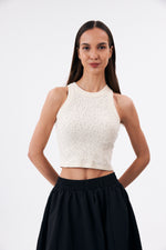 Charger le modèle 3D dans le visionneur de galerie, DEBARDEUR STRASS FEMME ENCHANTÉE VANILLE