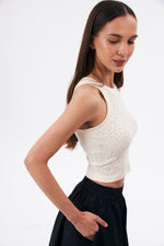 Charger le modèle 3D dans le visionneur de galerie, DEBARDEUR STRASS FEMME ENCHANTÉE VANILLE