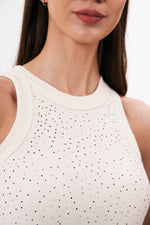 Charger le modèle 3D dans le visionneur de galerie, DEBARDEUR STRASS FEMME ENCHANTÉE VANILLE