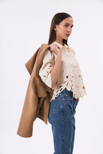 Charger le modèle 3D dans le visionneur de galerie, CHEMISE BRODERIE FEMME ENVOUTANTE CRÈME