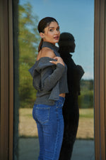 Charger le modèle 3D dans le visionneur de galerie, PULL TROMPE L'OEIL 2 EN 1 GILET ET DEBARDEUR FIOREN ANTHRACITE