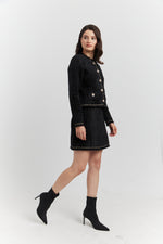 Charger le modèle 3D dans le visionneur de galerie, ENSEMBLE ELYA VESTE/GILET ET JUPE NOIR