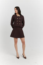 Charger le modèle 3D dans le visionneur de galerie, ENSEMBLE ORLISSA VESTE/GILET ET JUPE CHOCOLAT