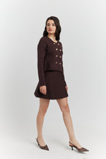 Charger le modèle 3D dans le visionneur de galerie, ENSEMBLE ORLISSA VESTE/GILET ET JUPE CHOCOLAT