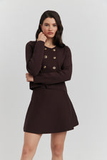 Charger le modèle 3D dans le visionneur de galerie, ENSEMBLE ORLISSA VESTE/GILET ET JUPE CHOCOLAT