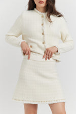 Charger le modèle 3D dans le visionneur de galerie, ENSEMBLE ELYA VESTE/GILET ET JUPE ECRU