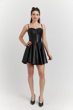 Charger le modèle 3D dans le visionneur de galerie, ROBE PVC FAUX CUIR BRETELLE SAURELLE REGLISSE