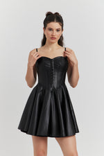 Charger le modèle 3D dans le visionneur de galerie, ROBE PVC FAUX CUIR BRETELLE SAURELLE REGLISSE