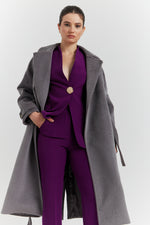 Charger le modèle 3D dans le visionneur de galerie, MANTEAU PEIGNOIR COL TAILLEUR AURELYS GRIS PROFOND