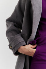 Charger le modèle 3D dans le visionneur de galerie, MANTEAU PEIGNOIR COL TAILLEUR AURELYS GRIS PROFOND