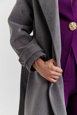 Charger le modèle 3D dans le visionneur de galerie, MANTEAU PEIGNOIR COL TAILLEUR AURELYS GRIS PROFOND