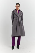 Charger le modèle 3D dans le visionneur de galerie, MANTEAU PEIGNOIR COL TAILLEUR AURELYS GRIS PROFOND