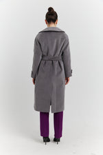 Charger le modèle 3D dans le visionneur de galerie, MANTEAU PEIGNOIR COL TAILLEUR AURELYS GRIS PROFOND