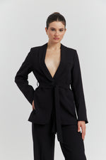 Charger le modèle 3D dans le visionneur de galerie, TAILLEUR COL CHALE, VESTE CEINTURE AVEC PANTALON DARYN REGLISSE