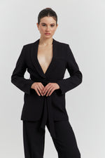 Charger le modèle 3D dans le visionneur de galerie, TAILLEUR COL CHALE, VESTE CEINTURE AVEC PANTALON DARYN REGLISSE