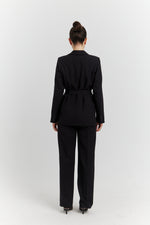 Charger le modèle 3D dans le visionneur de galerie, TAILLEUR COL CHALE, VESTE CEINTURE AVEC PANTALON DARYN REGLISSE