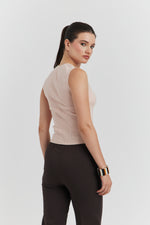 Charger le modèle 3D dans le visionneur de galerie, DEBARDEUR TRICOTE MAILLE SOYEUSE VELORA POUDRE