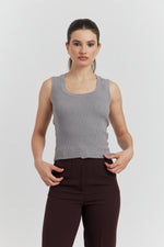 Charger le modèle 3D dans le visionneur de galerie, DEBARDEUR TRICOTE MAILLE SOYEUSE VELORA ANTHRACITE