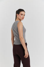 Charger le modèle 3D dans le visionneur de galerie, DEBARDEUR TRICOTE MAILLE SOYEUSE VELORA ANTHRACITE