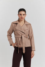 Charger le modèle 3D dans le visionneur de galerie, TRENCH COURT SUEDINE YARA VISON/TAUPE