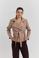 Charger le modèle 3D dans le visionneur de galerie, TRENCH COURT SUEDINE YARA VISON/TAUPE