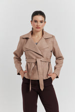 Charger le modèle 3D dans le visionneur de galerie, TRENCH COURT SUEDINE YARA VISON/TAUPE