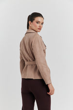 Charger le modèle 3D dans le visionneur de galerie, TRENCH COURT SUEDINE YARA VISON/TAUPE