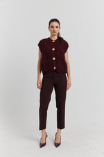 Charger le modèle 3D dans le visionneur de galerie, PANTALON AVEC CEINTURE FIOREA BORDEAUX