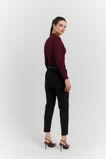 Charger le modèle 3D dans le visionneur de galerie, PANTALON AVEC CEINTURE FIOREA NOIR