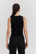 Charger le modèle 3D dans le visionneur de galerie, DEBARDEUR TRICOTE MAILLE SOYEUSE VELORA NOIR