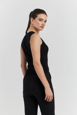 Charger le modèle 3D dans le visionneur de galerie, DEBARDEUR TRICOTE MAILLE SOYEUSE VELORA NOIR