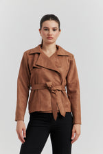 Charger le modèle 3D dans le visionneur de galerie, TRENCH COURT SUEDINE YARA CAMEL