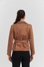 Charger le modèle 3D dans le visionneur de galerie, TRENCH COURT SUEDINE YARA CAMEL