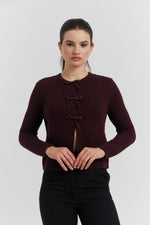 Charger le modèle 3D dans le visionneur de galerie, GILET BOUTONS PRESSIONS PERLES NELYRA BORDEAUX