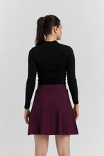 Charger le modèle 3D dans le visionneur de galerie, JUPE MAILLE PLISSEE ZYA BORDEAUX