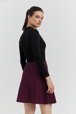 Charger le modèle 3D dans le visionneur de galerie, JUPE MAILLE PLISSEE ZYA BORDEAUX