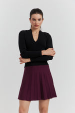 Charger le modèle 3D dans le visionneur de galerie, JUPE MAILLE PLISSEE ZYA BORDEAUX