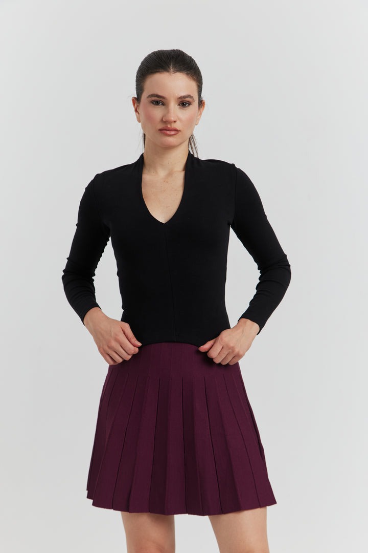 TOP COL CYGNE MANCHES LONGUES LYRINE NOIR