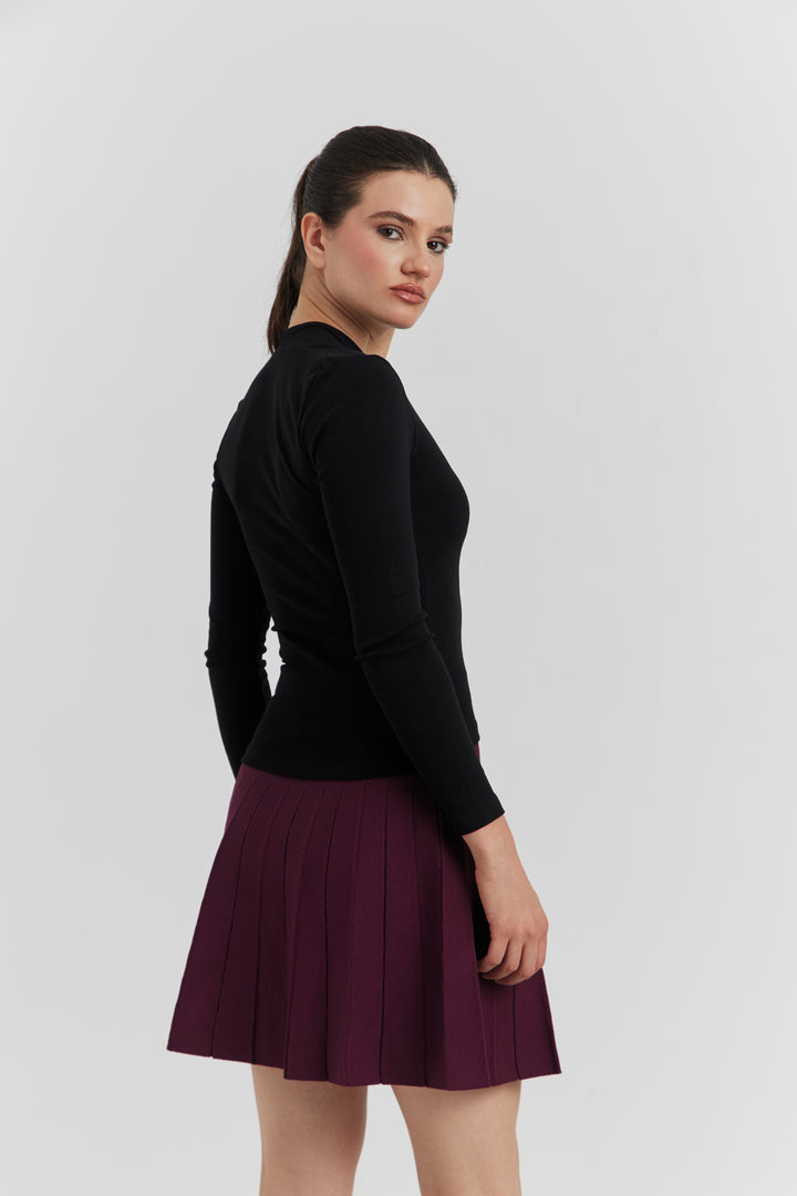 TOP COL CYGNE MANCHES LONGUES LYRINE NOIR