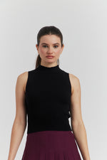 Charger le modèle 3D dans le visionneur de galerie, PULL TRES SOYEUX SANS MANCHES ISSELIA NOIR