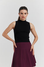 Charger le modèle 3D dans le visionneur de galerie, PULL TRES SOYEUX SANS MANCHES ISSELIA NOIR