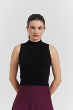 Charger le modèle 3D dans le visionneur de galerie, PULL TRES SOYEUX SANS MANCHES ISSELIA NOIR