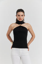 Charger le modèle 3D dans le visionneur de galerie, TOP AVEC BOUCLE METAL SOLIRA NOIR