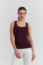 Charger le modèle 3D dans le visionneur de galerie, DEBARDEUR SECONDE PEAU DOUBLE ANORA BORDEAUX